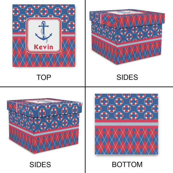 Buoy & Argyle Print Gift Boxes with Lid - Canvas Wrapped - X-Large - Approval