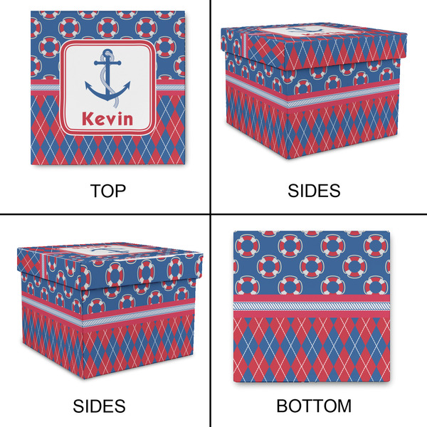 Buoy & Argyle Print Gift Boxes with Lid - Canvas Wrapped - XX-Large - Approval