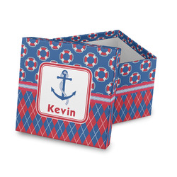 Buoy & Argyle Print Gift Box with Lid - Canvas Wrapped (Personalized)