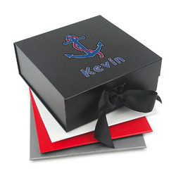 Buoy & Argyle Print Gift Box with Magnetic Lid (Personalized)