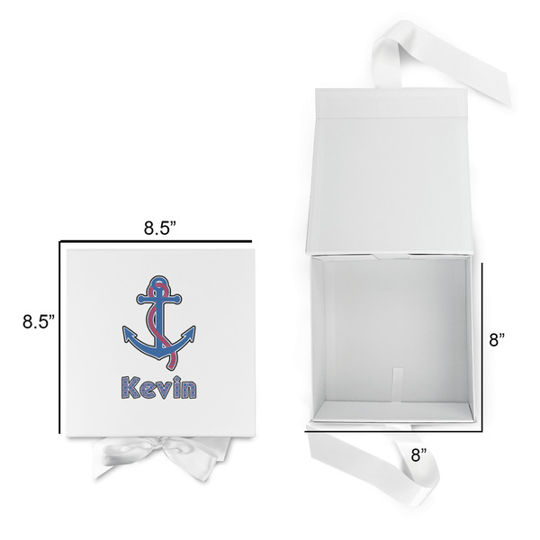 Buoy & Argyle Print Gift Boxes with Magnetic Lid - White - Open & Closed