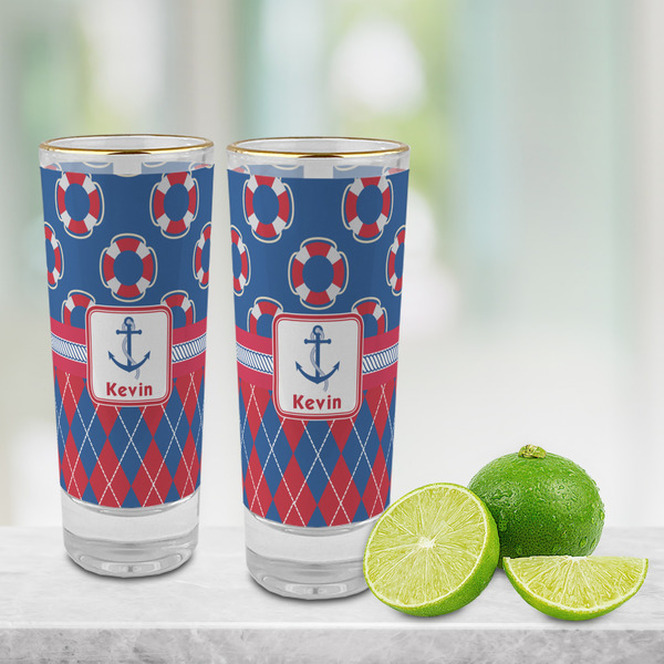Buoy & Argyle Print Glass Shot Glass - 2 oz - LIFESTYLE