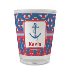 Buoy & Argyle Print Glass Shot Glass - 1.5 oz - Set of 4 (Personalized)