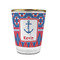 Buoy & Argyle Print Glass Shot Glass - With gold rim - FRONT