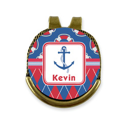 Buoy & Argyle Print Golf Ball Marker - Hat Clip - Gold