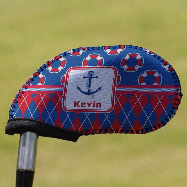 Custom Buoy & Argyle Print Golf Club Iron Cover (Personalized)