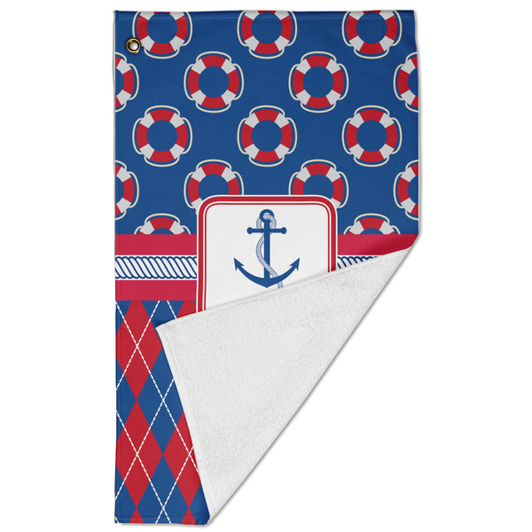 Buoy & Argyle Print Golf Towel - Folded (Large)