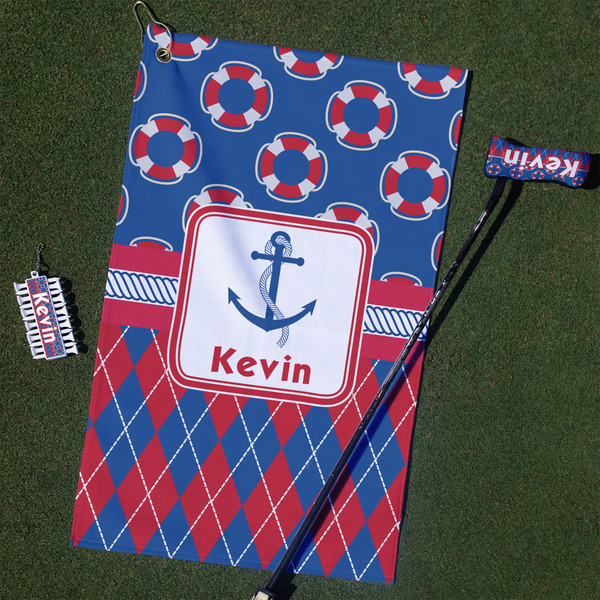 Custom Buoy & Argyle Print Golf Towel Gift Set (Personalized)