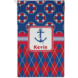 Buoy & Argyle Print Golf Towel - Poly-Cotton Blend - Small w/ Name or Text