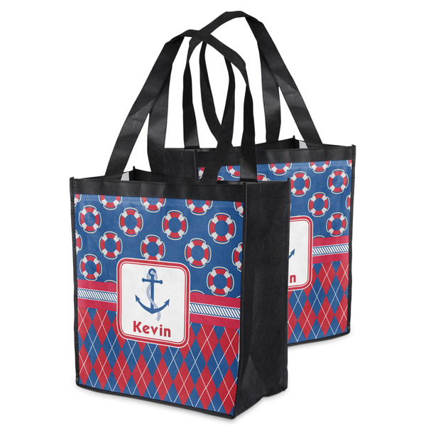 Buoy & Argyle Print Grocery Bag - MAIN