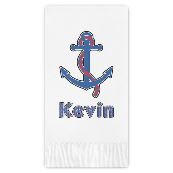 Custom Buoy & Argyle Print Guest Napkins - Full Color - Embossed Edge (Personalized)