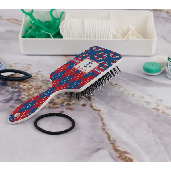 Buoy & Argyle Print Hair Brush - In Bathroom