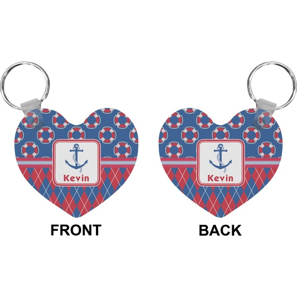 Buoy & Argyle Print Heart Keychain (Front + Back)