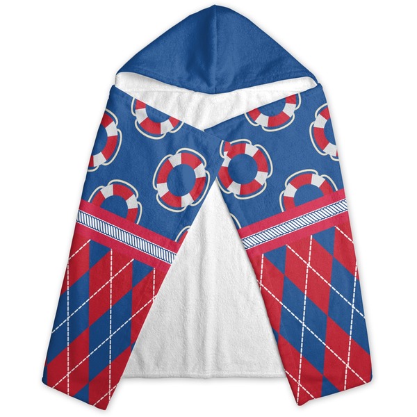 Buoy & Argyle Print Hooded Towel - Folded