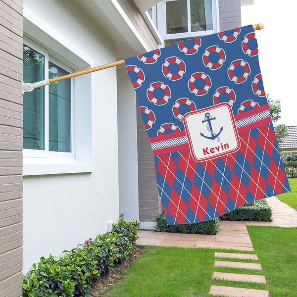 Buoy & Argyle Print House Flags - Double Sided - LIFESTYLE