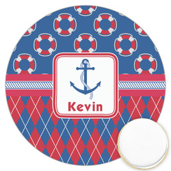 Buoy & Argyle Print Printed Cookie Topper - 3.25" (Personalized)