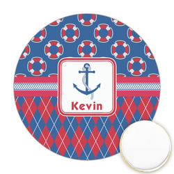 Buoy & Argyle Print Printed Cookie Topper - Round (Personalized)