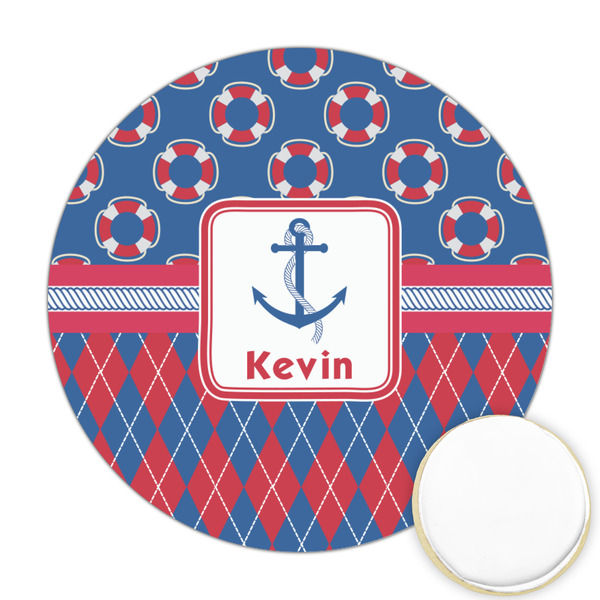 Custom Buoy & Argyle Print Printed Cookie Topper - 2.5" (Personalized)