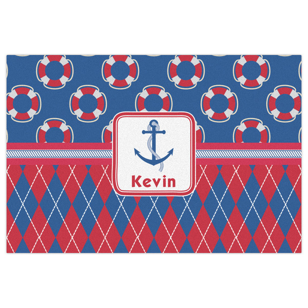 Buoy & Argyle Print Indoor / Outdoor Rug - 4'x6' - Front Flat