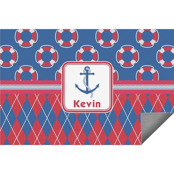 Custom Buoy & Argyle Print Indoor / Outdoor Rug - 6'x8' w/ Name or Text