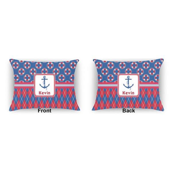 Buoy & Argyle Print  Indoor Rectangular Burlap Pillow (Front and Back)