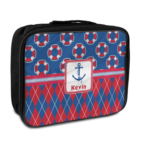 Custom Buoy & Argyle Print Insulated Lunch Bag (Personalized)