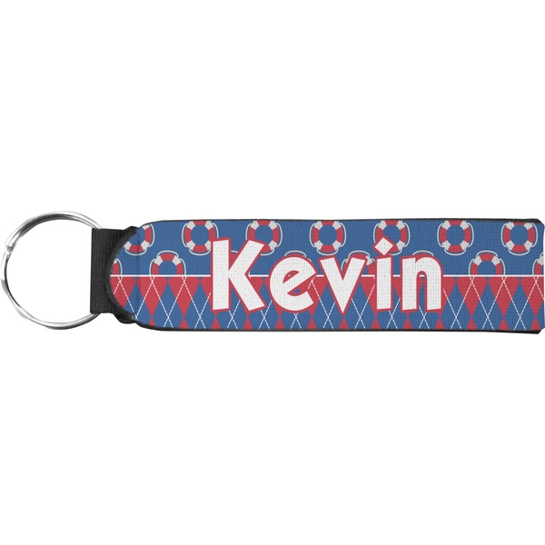 Custom Buoy & Argyle Print Neoprene Keychain Fob (Personalized)