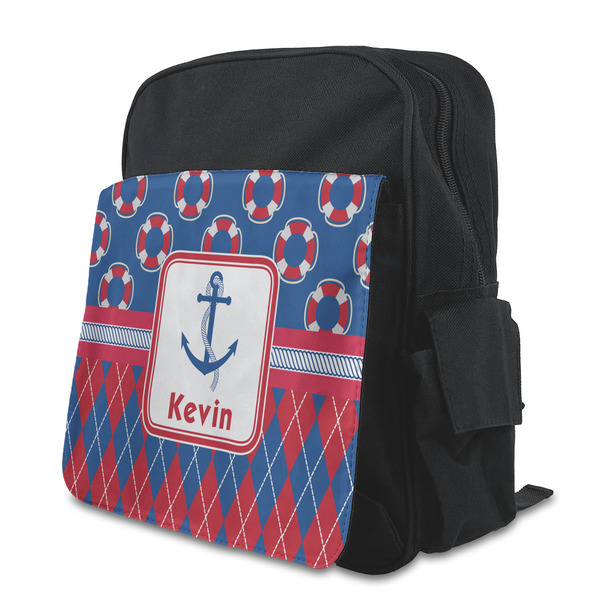 Custom Buoy & Argyle Print Preschool Backpack (Personalized)