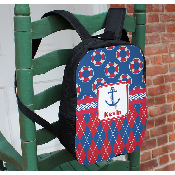 Buoy & Argyle Print Kids Backpack - In Context