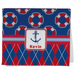 Buoy & Argyle Print Kitchen Towel - Poly Cotton w/ Name or Text
