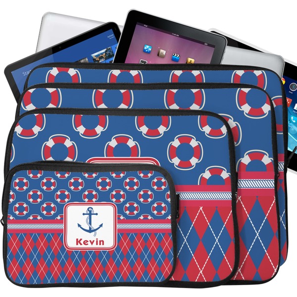 Buoy & Argyle Print Laptop Case Sizes