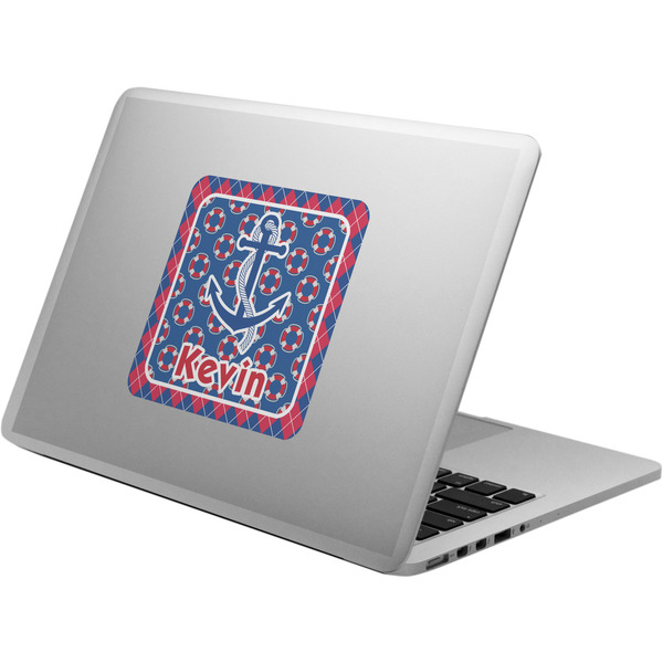 Custom Buoy & Argyle Print Laptop Decal (Personalized)