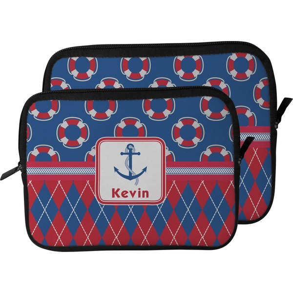 Buoy & Argyle Print Laptop Sleeve (Size Comparison)