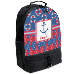 Buoy & Argyle Print Backpacks - Black (Personalized)
