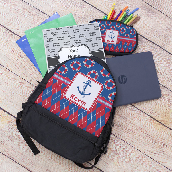 Buoy & Argyle Print Large Backpack - Black - With Stuff