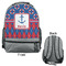 Buoy & Argyle Print Large Backpack - Gray - Front & Back View