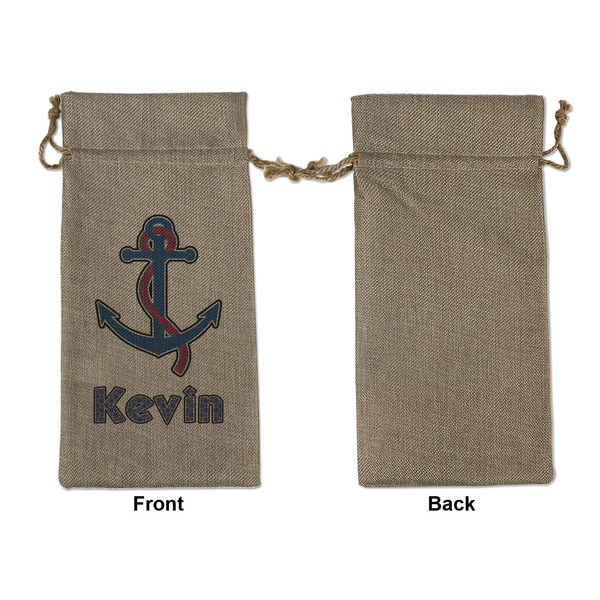 Buoy & Argyle Print Large Burlap Gift Bags - Front Approval
