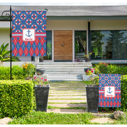 Buoy & Argyle Print Large Garden Flag - Double Sided (Personalized)