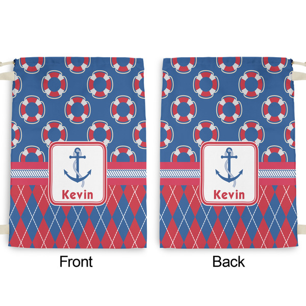 Buoy & Argyle Print Large Laundry Bag - Front & Back View