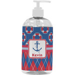Buoy & Argyle Print Plastic Soap / Lotion Dispenser (16 oz - Large - White) (Personalized)