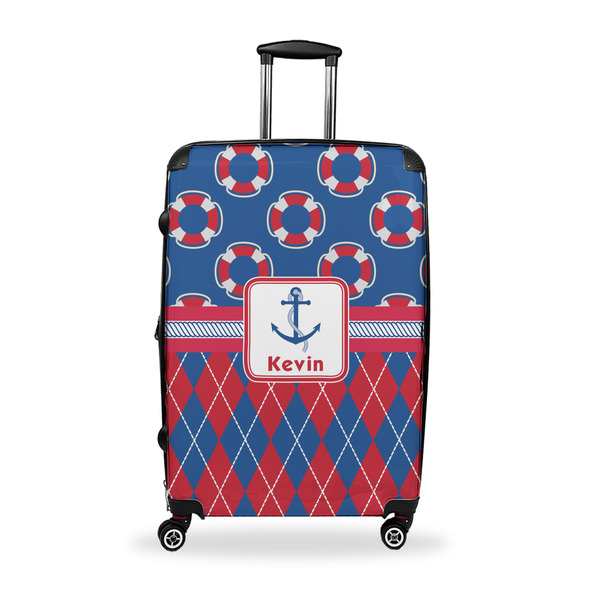 Custom Buoy & Argyle Print Suitcase - 28" Large - Checked w/ Name or Text