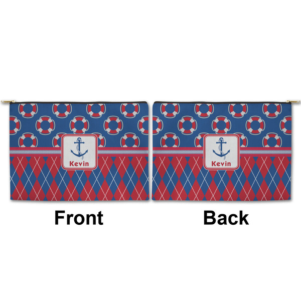 Buoy & Argyle Print Large Zipper Pouch Approval (Front and Back)