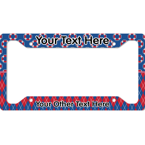 Custom Buoy & Argyle Print License Plate Frame - Style A (Personalized)