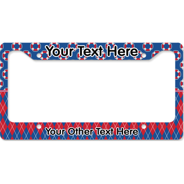 Custom Buoy & Argyle Print License Plate Frame - Style B (Personalized)