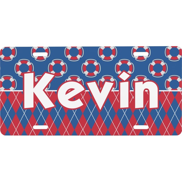 Custom Buoy & Argyle Print Front License Plate (Personalized)