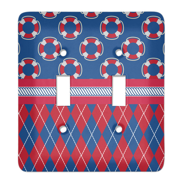 Custom Buoy & Argyle Print Light Switch Cover (2 Toggle Plate)