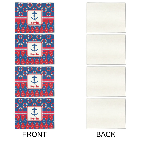 Buoy & Argyle Print Linen Placemat - APPROVAL Set of 4 (single sided)