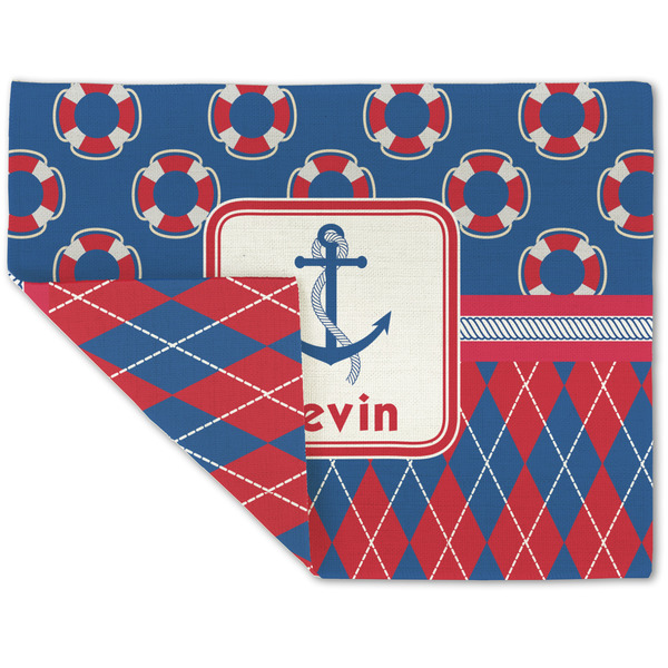 Buoy & Argyle Print Linen Placemat - Folded Corner (double side)