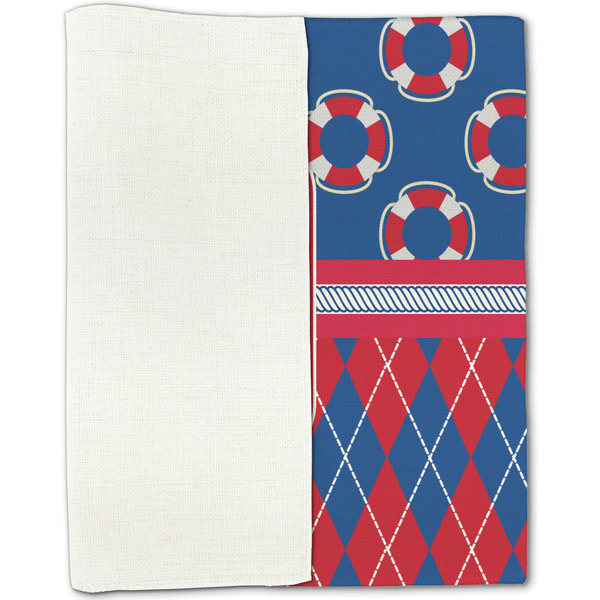 Buoy & Argyle Print Linen Placemat - Folded Half