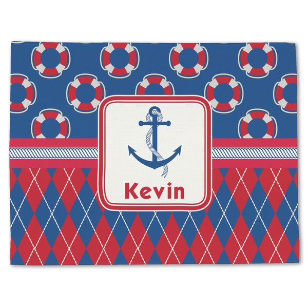 Custom Buoy & Argyle Print Single-Sided Linen Placemat - Single w/ Name or Text